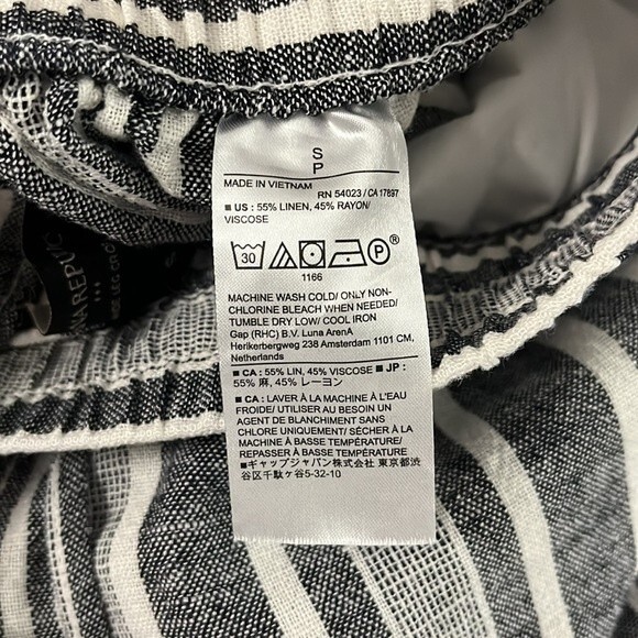 Banana Republic wide leg crop stripe linen pants stretchy waist summer Small - Picture 12 of 13